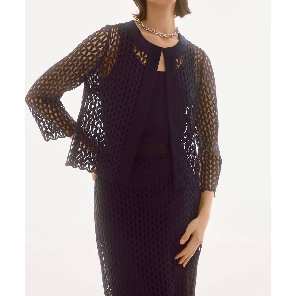 NEW JOSEPH RIBKOFF guipure lace twin set jacket in midnight blue